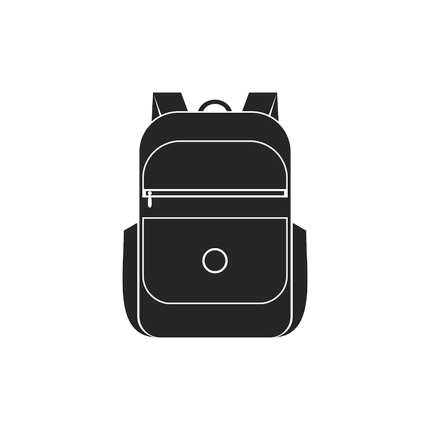 Icono de la mochila Icono de la bolsa de la escuela Saca de la correa de la manija Bolsa de la bolsa de la escuela negra Suministros educativos