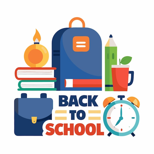 Icono de la mochila de regreso a la escuela Bolsa escolar con libros y herramientas escolares Bolsa con suministros regla