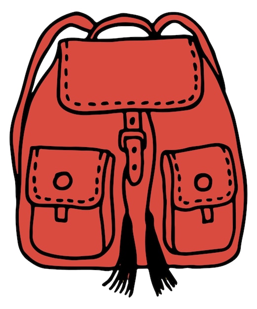 Icono de mochila roja Bolso de escuela Símbolo de senderismo