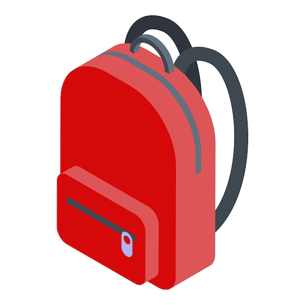 Vector icono de mochila roja turística isométrica de icono de vector de mochila roja turística para diseño web aislado sobre fondo blanco