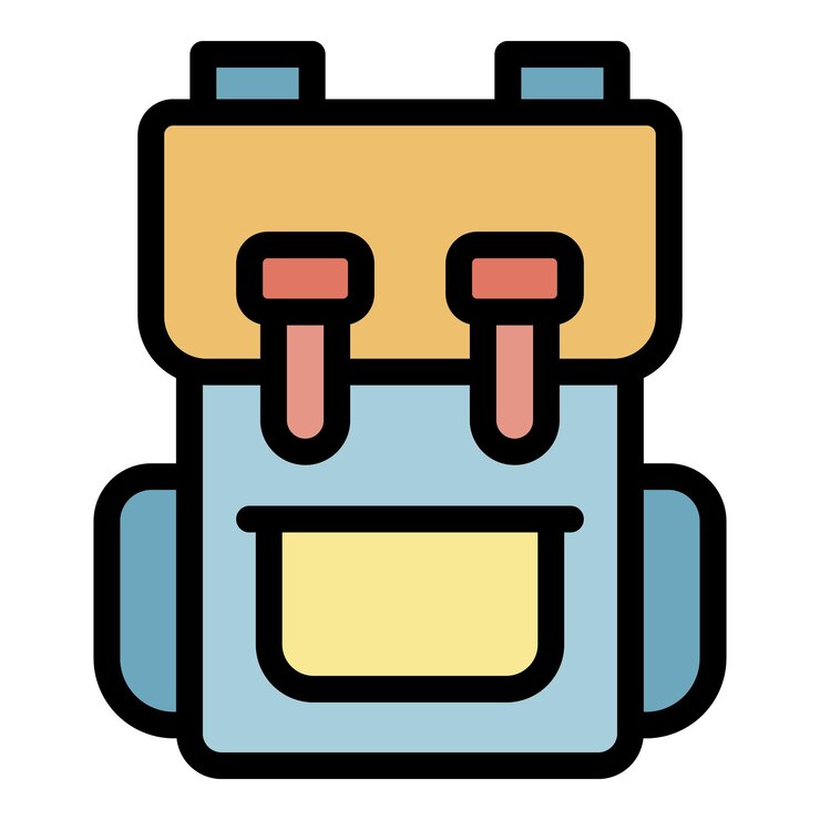 Vector icono de mochila turística contorno mochila turística vector icono color plano aislado