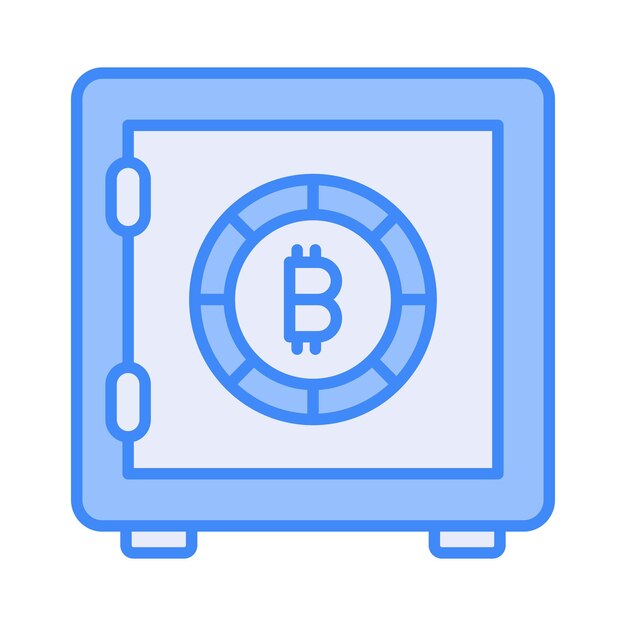 Icono de moda del diseño vectorial de la bóveda criptográfica segura de bitcoin