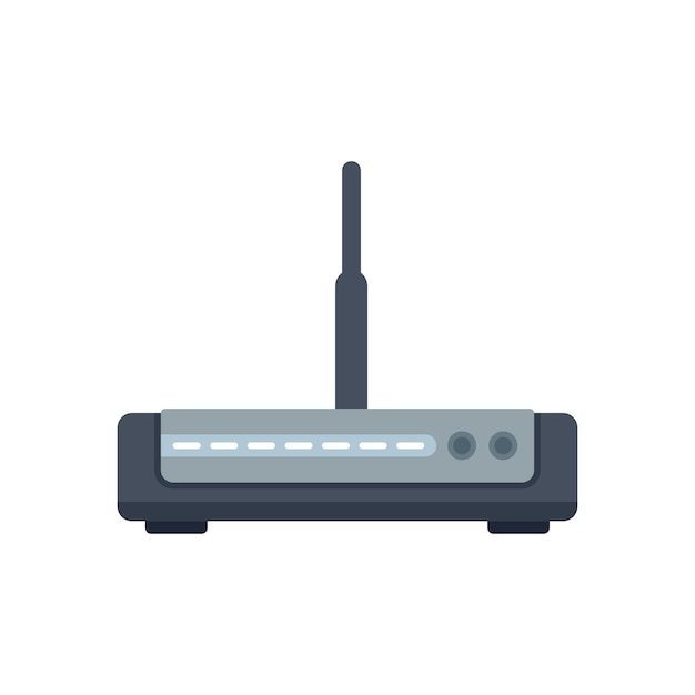 Icono de módem de banda ancha vector plano Enrutador de Internet Concentrador de dispositivo aislado