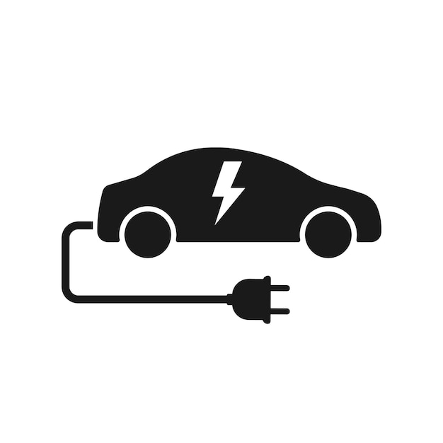 Icono moderno con electro coche Ilustración vectorial aislada plana