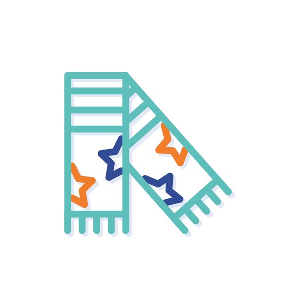 Icono moderno del logotipo de la bufanda de noel. Pañuelo de Navidad de colores. Líneas modernas con nuevos colores pop art.