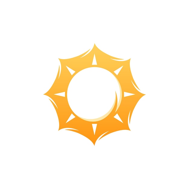 Icono moderno de sol. Forma de círculo soleado. Símbolo de verano concepto de logotipo vectorial aislado sobre fondo blanco.