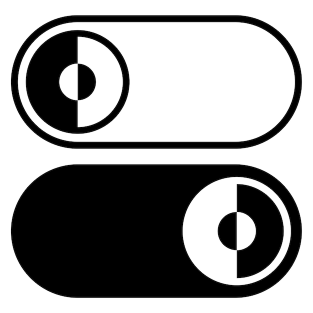 Ícono de modo nocturno Signo de tema oscuro Símbolo de apagado Símbolo para cambiar el objeto de diseño Ilustración de deslizador
