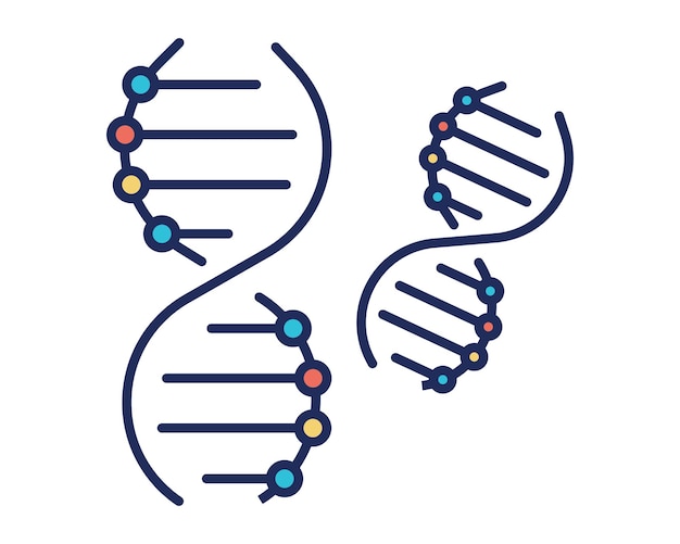 icono de molécula de adn sobre fondo blanco ilustración vectorial de estilo plano