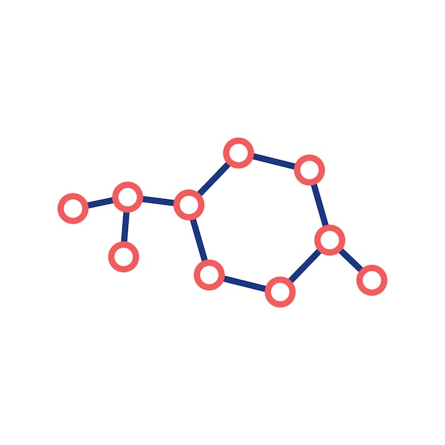 Icono de molécula vectorial en estilo simple aislado en símbolo científico de fondo blanco