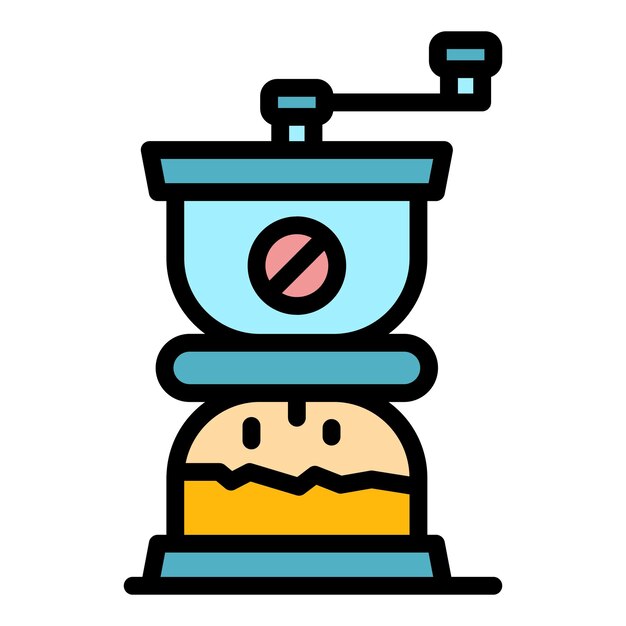 Icono de molinillo de café Contorno molinillo de café vector icono color plano aislado