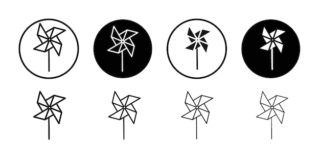 Icono de molino de viento Ilustración de línea delgada de papel plano vectorial
