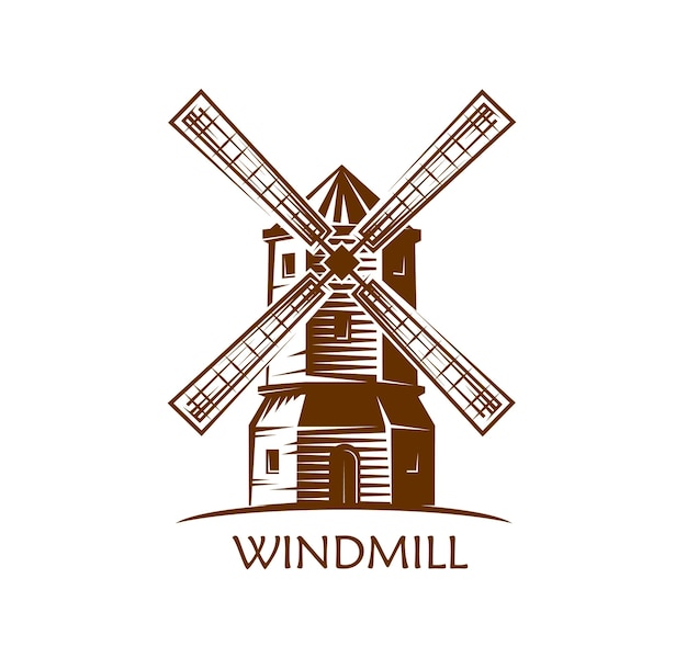 Icono de molino de viento símbolo de agricultura y ganadería