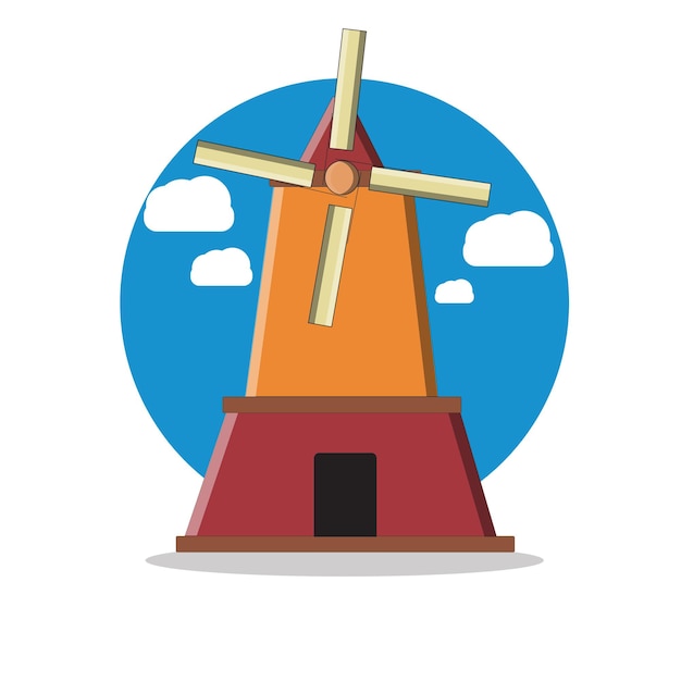 Icono de molino de viento vectorial Ilustración plana del vector del Molino de Viento