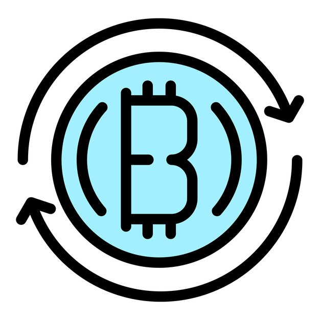 El icono de la moneda Bitcoin El contorno del icono del vector de la moneda bitcoin El color es plano y aislado