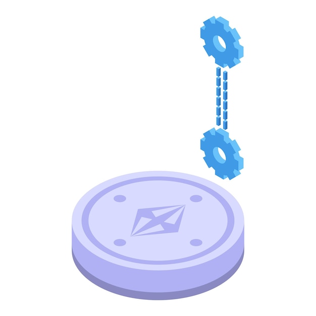 Icono de moneda de cadena de bloque Isométrico de icono de vector de moneda de cadena de bloque para diseño web aislado sobre fondo blanco