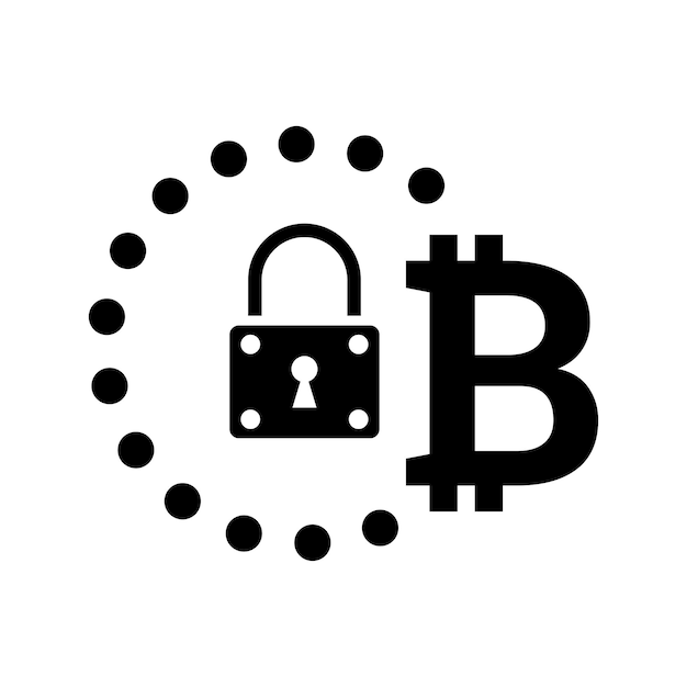 El icono de la moneda de criptomoneda de encriptación de Bitcoin es un gráfico vectorial negro.