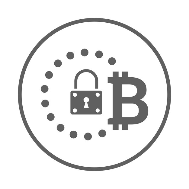 El icono de la moneda de criptomoneda de encriptación de Bitcoin Gráficos vectoriales en gris