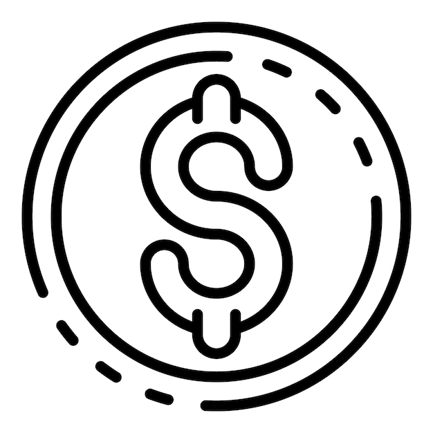 Icono de moneda de dólar Icono de vector de moneda de dólar de esquema para diseño web aislado sobre fondo blanco