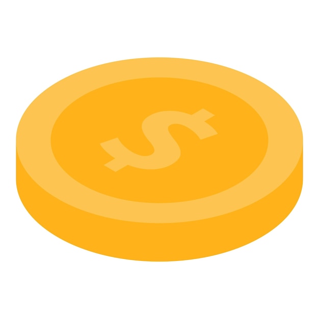 Icono de moneda de dólar de oro Isométrico de icono de vector de moneda de dólar de oro para diseño web aislado sobre fondo blanco