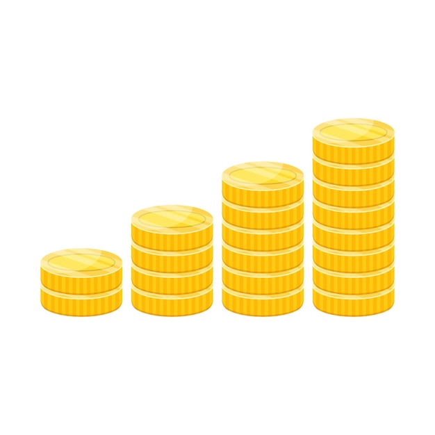Icono de moneda en estilo plano ilustración de vector de pila de dinero sobre fondo blanco aislado concepto de negocio de signo de moneda en efectivo