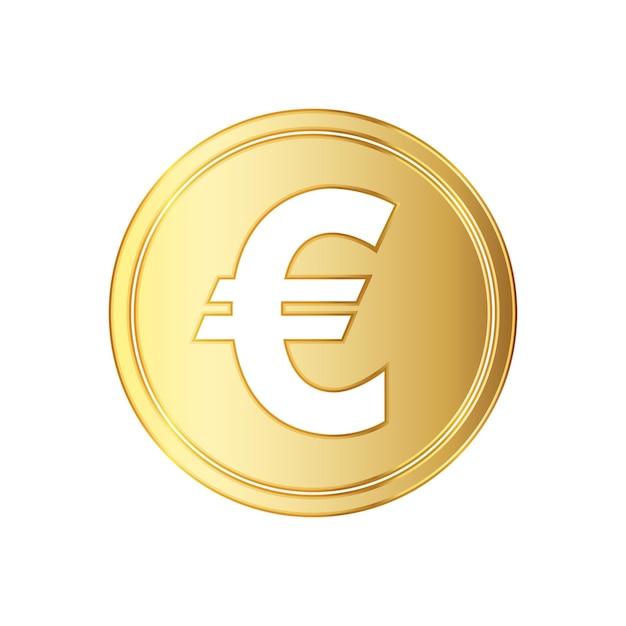 Icono de moneda de euro de oro. ilustración vectorial moneda de euro de oro aislada sobre fondo blanco.