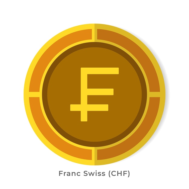 Ícono de moneda de franco Íconos planos de moneda en color dorado Símbolo de dinero suizo Ilustraciones vectoriales