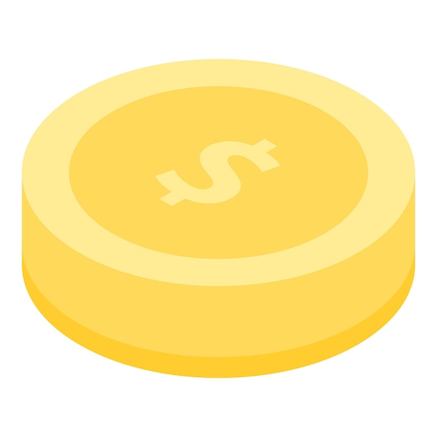 Icono de moneda de metal de dólar de oro Isométrico de icono de vector de moneda de metal de dólar de oro para diseño web aislado sobre fondo blanco