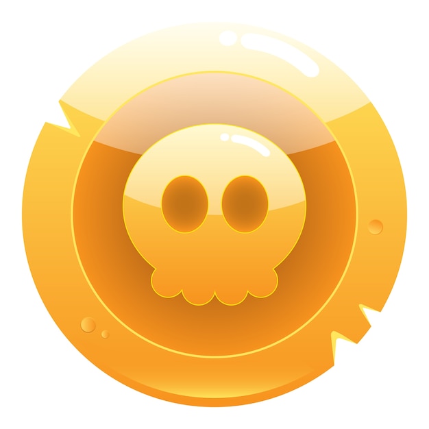 Vector icono de moneda pirata juego dorado con calavera lindo