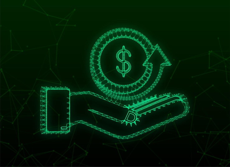 Vector icono de moneda plexus cash back con la mano. etiqueta de devolución de efectivo o reembolso de dinero. ilustración de stock vectorial