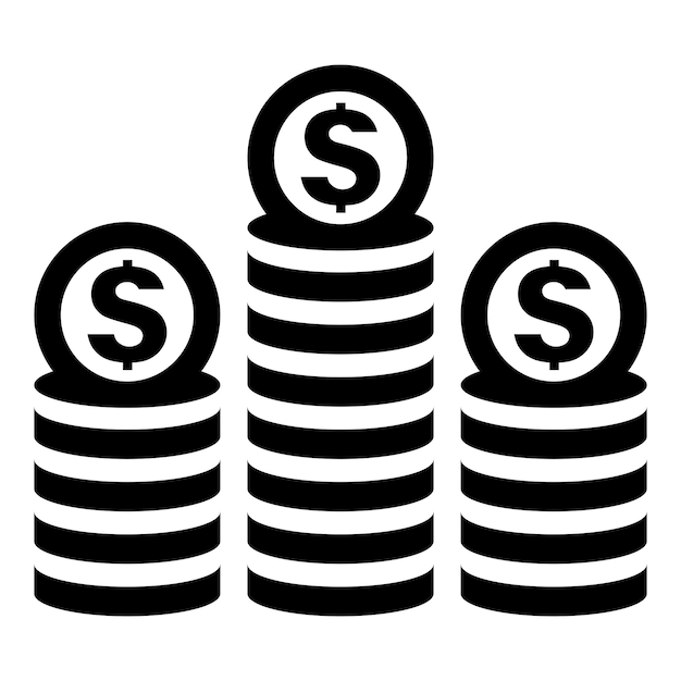 Ícono de monedas aislado sobre fondo blanco