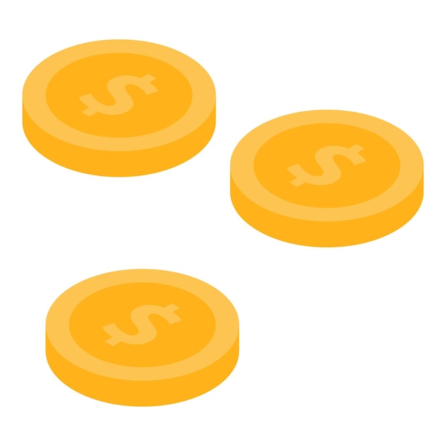 Icono de monedas de dólar Isométrica de icono de vector de monedas de dólar para diseño web aislado sobre fondo blanco