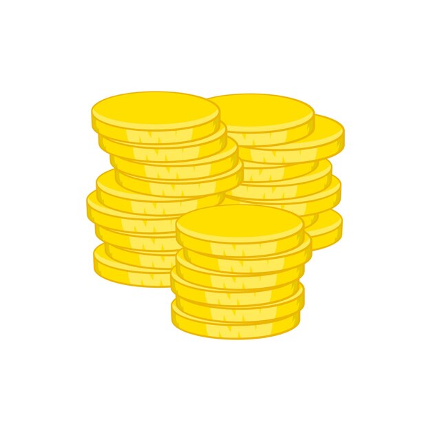 Icono de monedas de oro en estilo de dibujos animados aislado sobre fondo blanco Símbolo de dinero