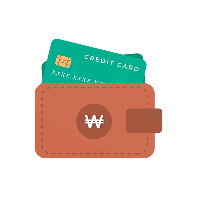 Icono de monedero Moneda Won surcoreana aislada sobre fondo blanco. Dinero de Corea del Sur. Icono de vector ganado