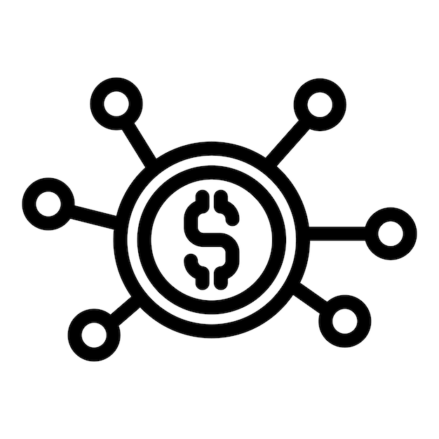 Icono de monetización en dólares Icono de vector de monetización en dólares de esquema para diseño web aislado sobre fondo blanco