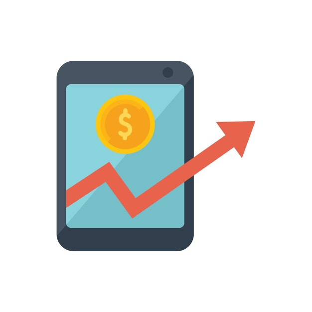 Icono de monetización móvil vector plano estrategia de audiencia conversión de dinero aislada