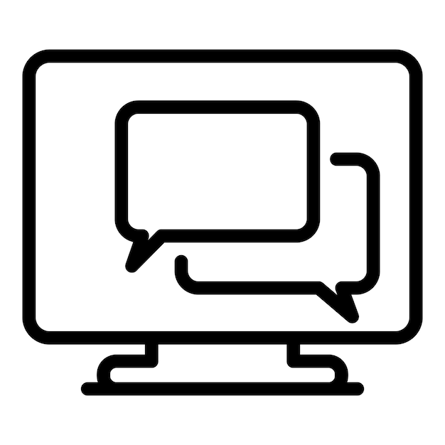 Icono de monitor de chat Icono de vector de monitor de chat de esquema para diseño web aislado sobre fondo blanco