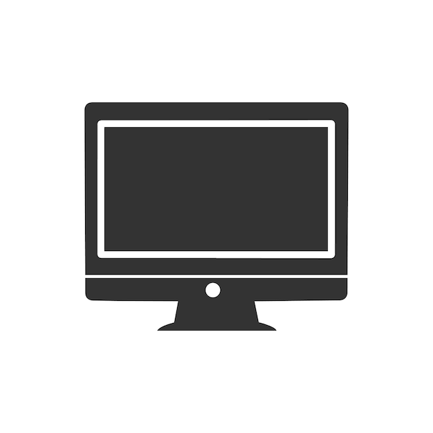Icono de monitor de computadora en blanco de estilo simple Imagen vectorial
