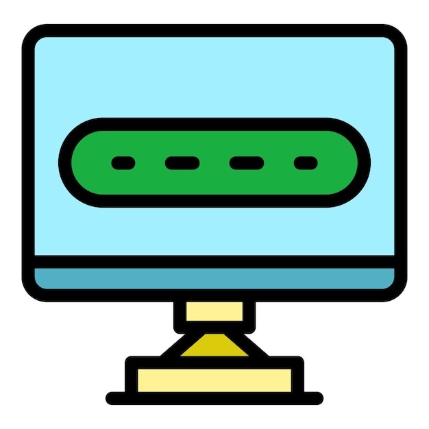 Ícono de monitor de computadora Contorno del ícono vectorial del monitor de computador El color es plano y aislado