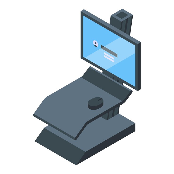 Vector icono de monitor de computadora ergonómico isométrico de icono de vector de monitor de computadora ergonómico para diseño web aislado sobre fondo blanco