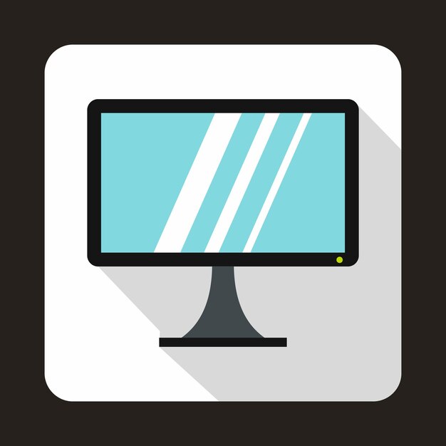 Icono de monitor de computadora en estilo plano sobre un fondo blanco