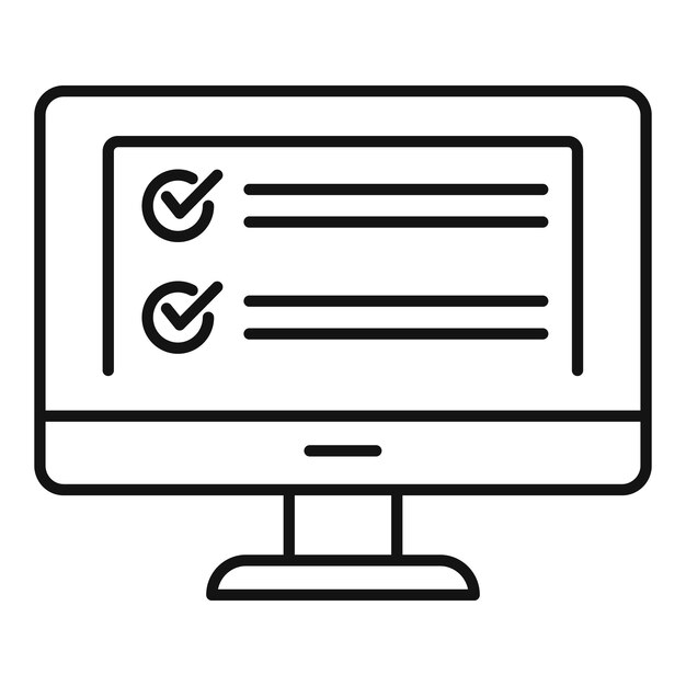 Icono de monitor de computadora Icono de vector de monitor de computadora de esquema para diseño web aislado sobre fondo blanco