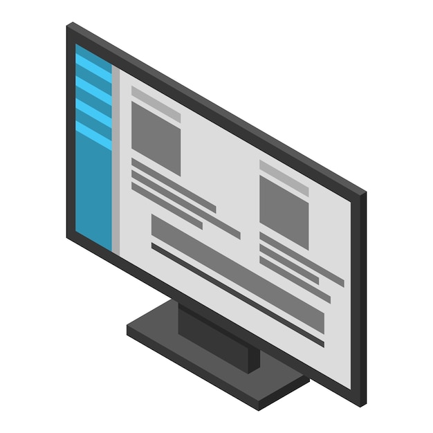 Icono de monitor de computadora Isométrico del icono de vector de monitor de computadora para diseño web aislado sobre fondo blanco