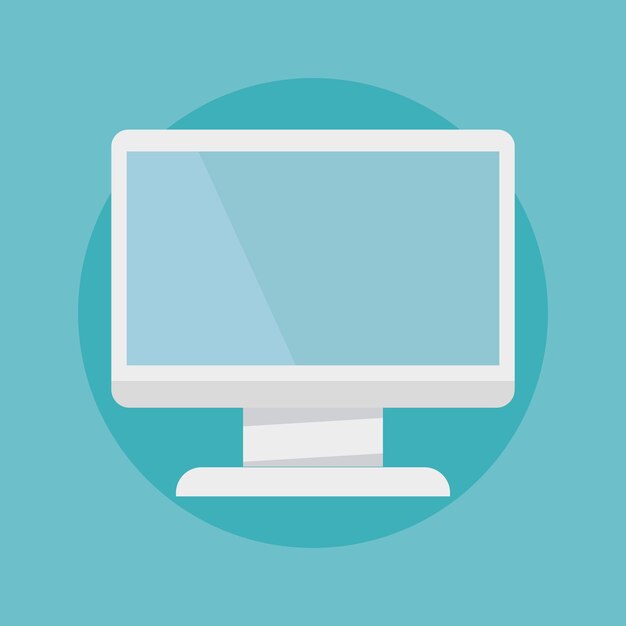 Ícono de monitor de computadora moderno Símbolo de visualización de escritorio Tecnología y concepto de computación