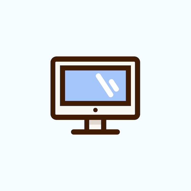 Icono de monitor de computadora Símbolo de PC de contorno lleno Ilustración vectorial EPS10
