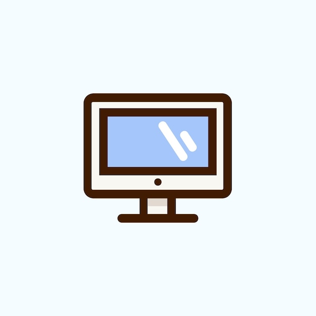 Icono de monitor de computadora símbolo de pc de contorno lleno ilustración vectorial eps10