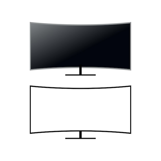 Ícono de monitor en el diseño plano de moda
