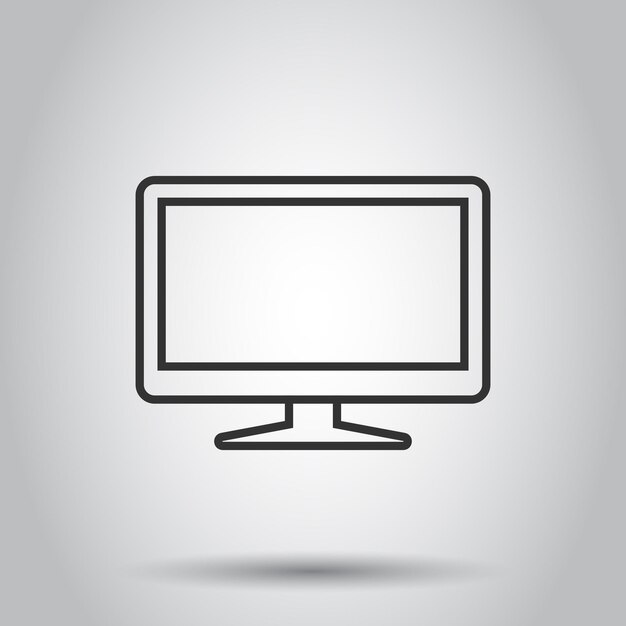 Ícono de monitor en estilo plano Ilustración vectorial de letrero de televisión en fondo blanco aislado Concepto de negocio de visualización