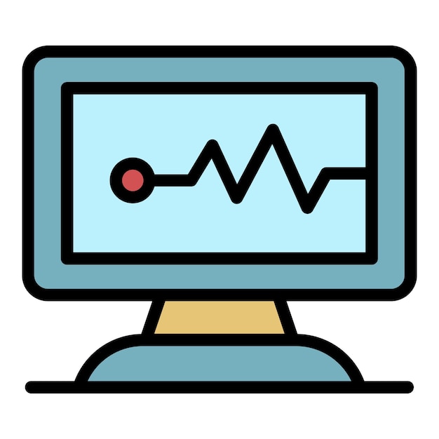 Icono del monitor de frecuencia cardíaca Contorno del icono del vector del monitor de frecuencia cardíaca color plano aislado
