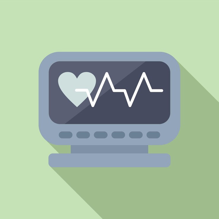Vector el icono del monitor de frecuencia cardíaca es un vector plano de resonancia de inspección