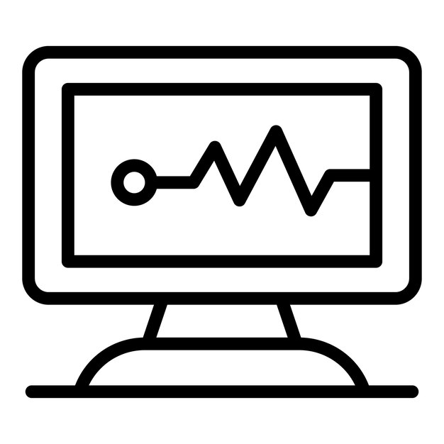 Icono de monitor de frecuencia cardíaca Icono de vector de monitor de frecuencia cardíaca de esquema para diseño web aislado sobre fondo blanco